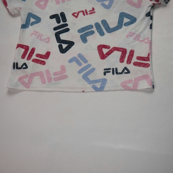 Fila Big Girl's Large 14/16 White Multicolored Logo Short Sleeve Tee - Picture 8 of 12